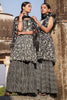 Black Color Cotton Printed Peplum Sharara Suit