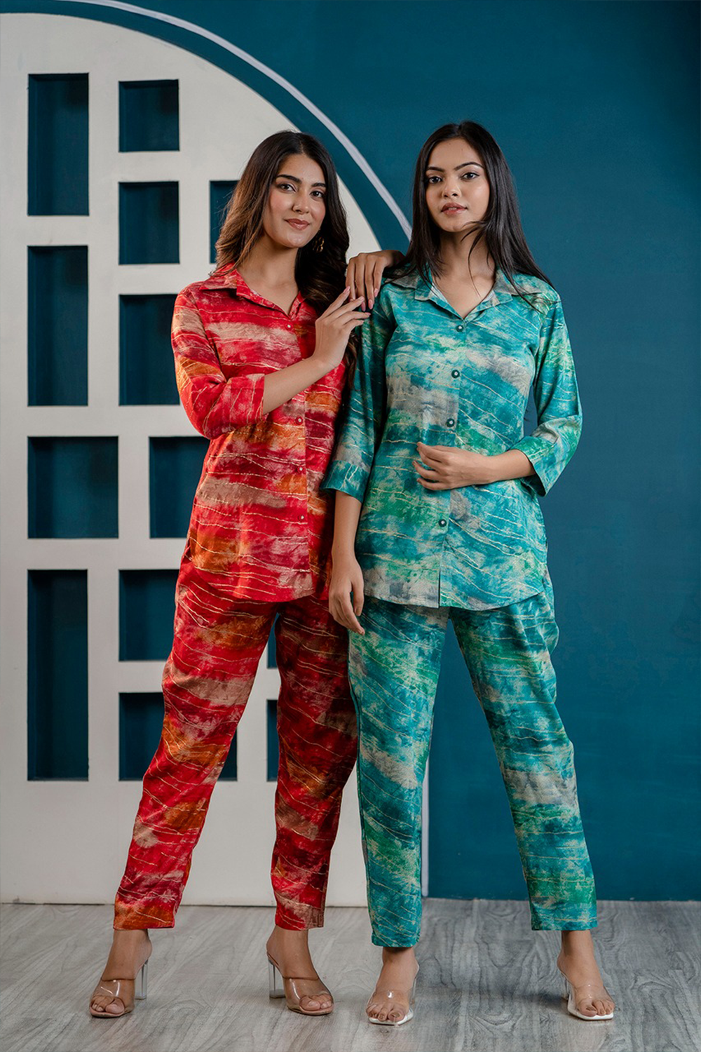 Red Colour Printed Cotton Co-Ord Set