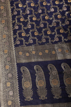 Navy Silk Floral Zaal Woven Banarasi Saree