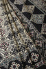 Cream & Black Silk Printed And Hand-Knot Work Saree