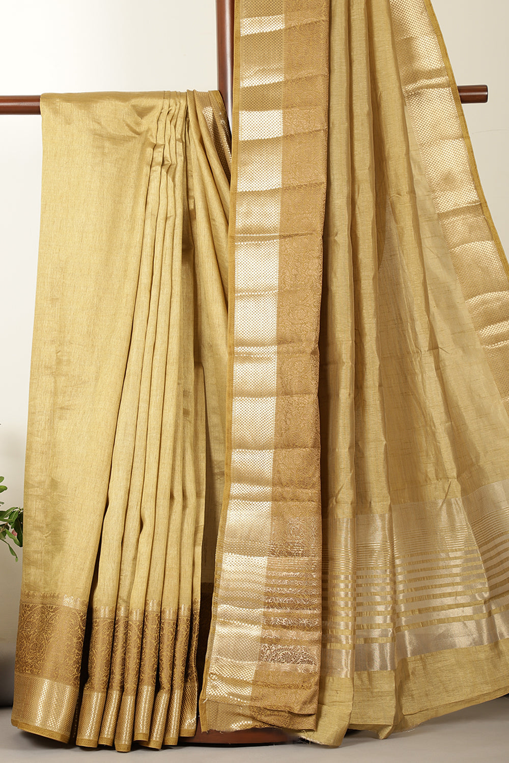 Golden Woven Cotton Silk Saree