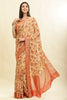 Beige & Orange Cotton Silk Floral Printed Saree