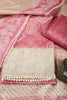 Coral Pink Color Tussar Silk Bandhani Printed Unstitched Suit Material
