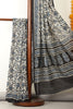 Black & Beige Cotton Floral Printed Saree