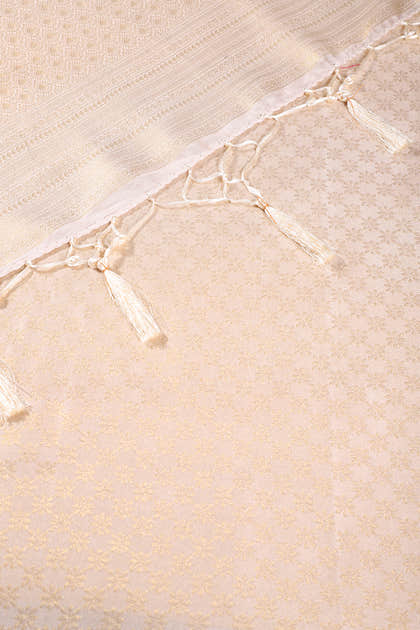 Cream Colour Soft Silk Leheria Zari Woven Saree