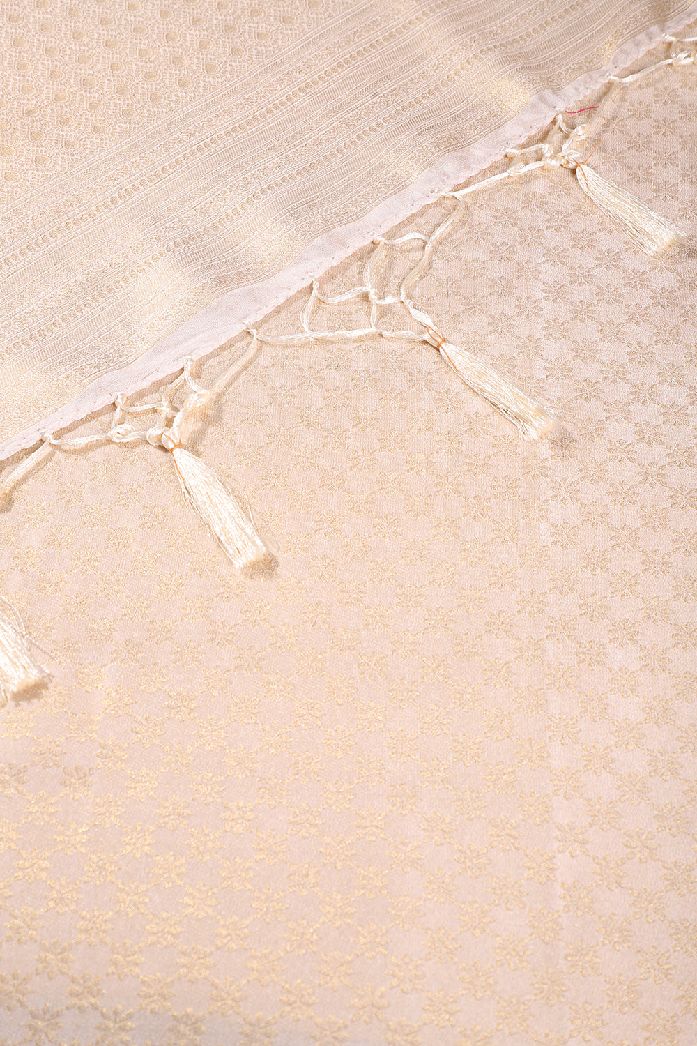 Cream Colour Soft Silk Leheria Zari Woven Saree