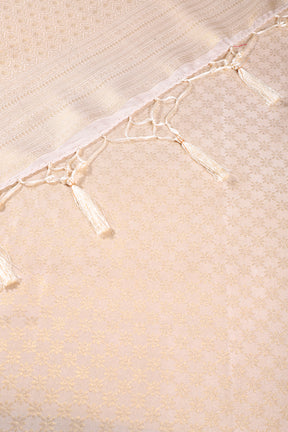 Cream Colour Soft Silk Leheria Zari Woven Saree