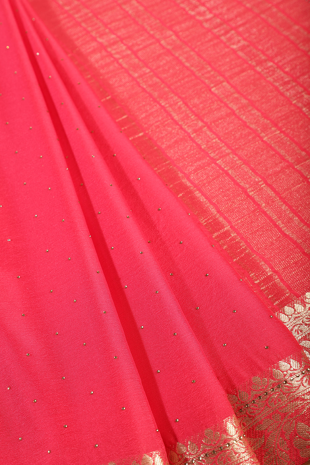 Rani Chinon Crepe Swaroski Work Saree