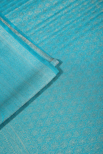 Teal Colour Soft Silk Leheria Zari Woven Saree