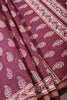 Light Plum Color Cotton Hand-Block Style Printed Saree