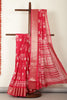 Amaranth Color Cotton Silk Block Printed Saree