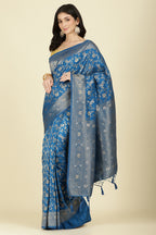 Flat Blue Colour Zari Woven South Silk Saree