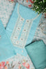Firozi Color Linen Embroidery Self Print Unstitched Suit Material