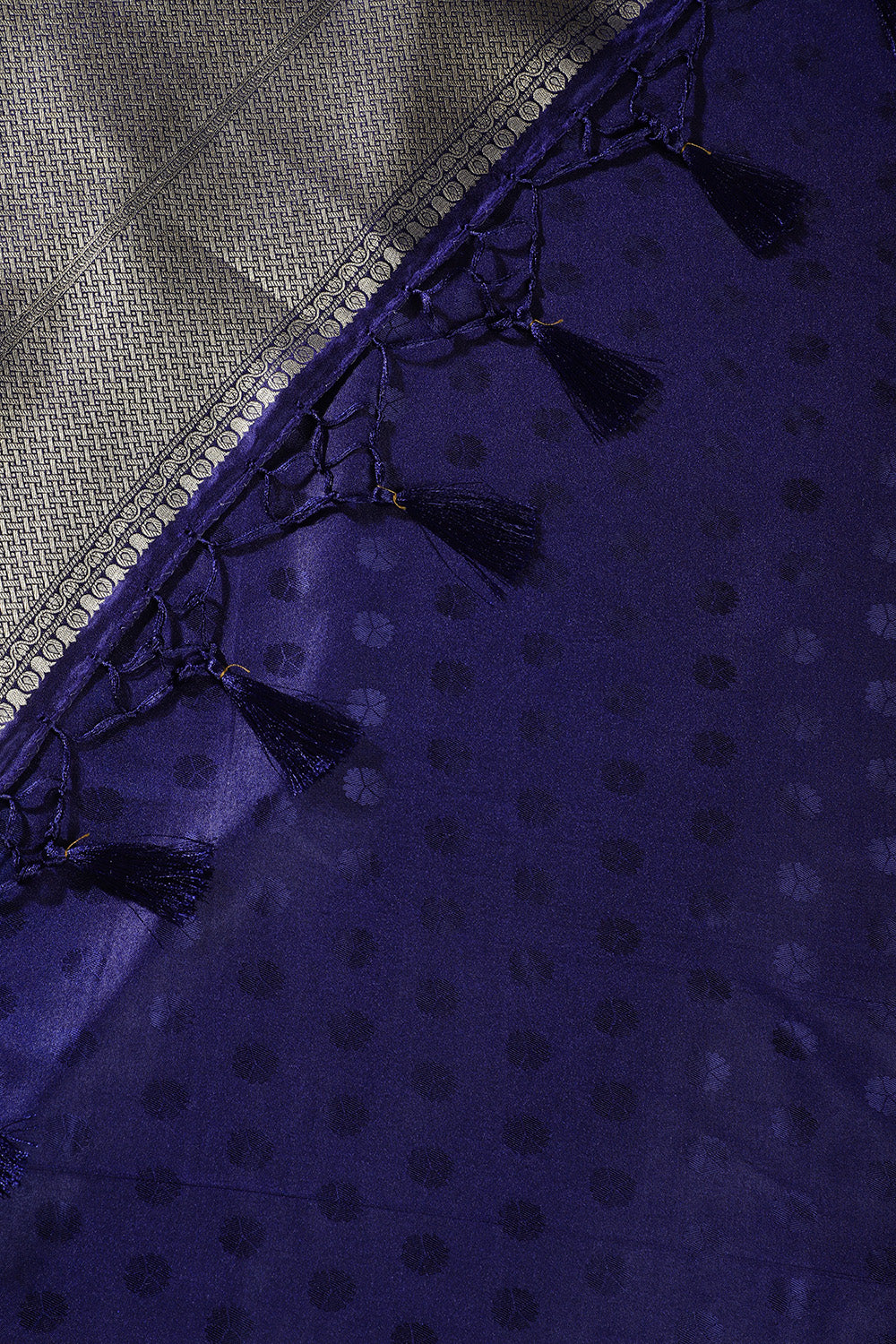 Teal & Navy Floral Zari Woven Sarees