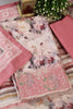 Pink Cotton Floral Printed And Hemline Embroidered Unstitched Suit