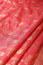 Coral Red Silk Floral Zaal Woven Banarasi Saree