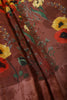 Brown Color Floral Printed Chiffon Saree