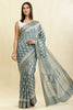Firozi Color Cotton Silk Boota Printed And Zari Woven Saree