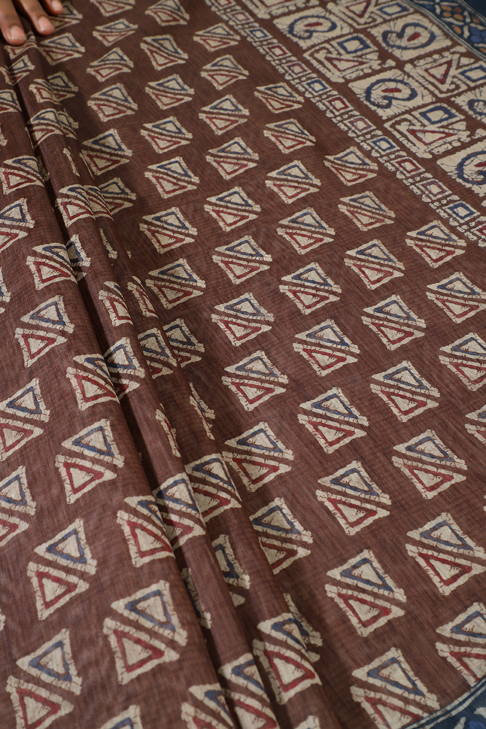 Brown Cotton Silk Printed Saree