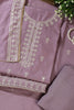 Lavender Chanderi Silk Resham Embroidered Unstitched Suit Material