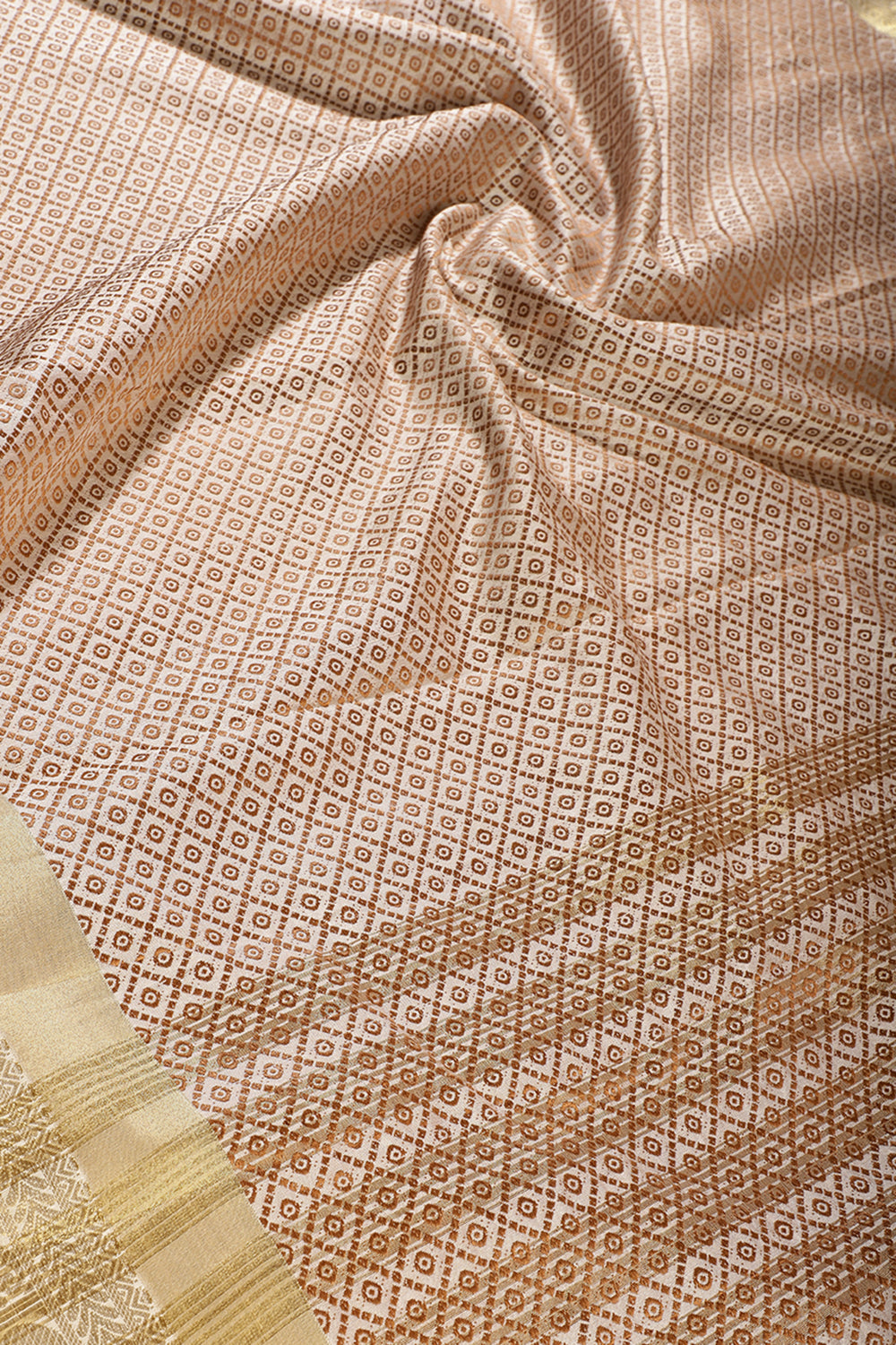 Cream Color Zari & Resham Weaving Silk Saree