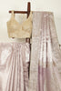 Mauve Color Pure Tissue Handloom Zari Saree with Kundan & Zardozi Handwork