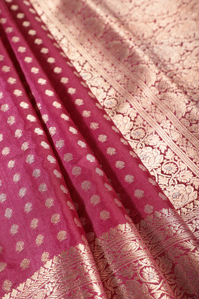 Wine Zari Banarasi Woven Silk Saree
