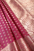 Wine Zari Banarasi Woven Silk Saree