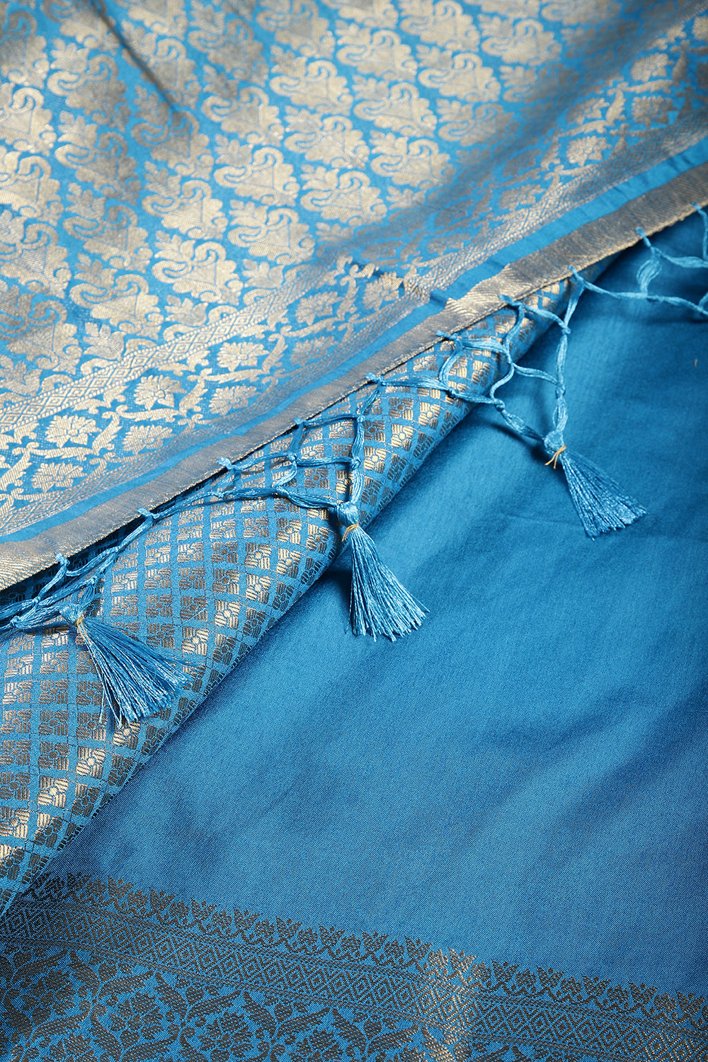 Celestial Blue Color Silk Woven Saree