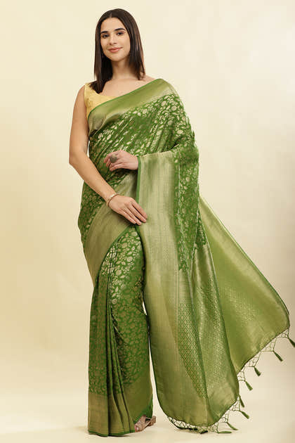Green Lightweight Banarasi Silk Weaving Saree