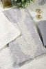 Grey Colour Cotton Printed & Resham Neck Embroidered Unstitched Suit