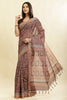 Brown Cotton Silk Floral Boota Printed Saree