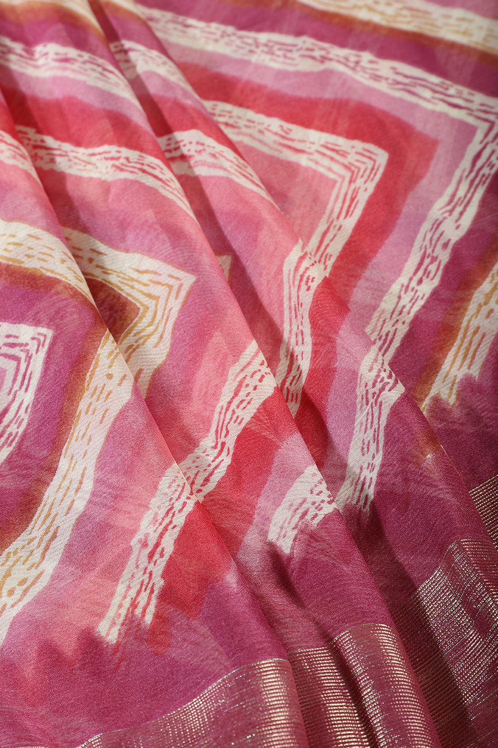 Mauve Chiffon Lehariya Printed Saree