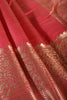 Carmine Red Cotton Silk Woven Saree
