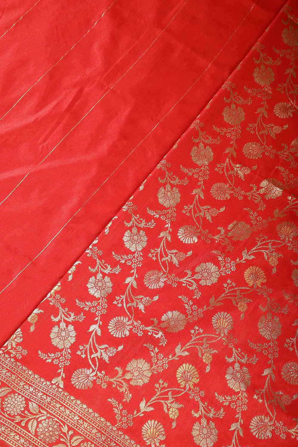 Red Color Raw Silk Woven Saree