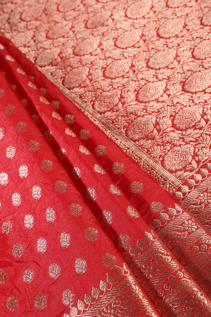Red Cotton Silk Zari Woven Saree