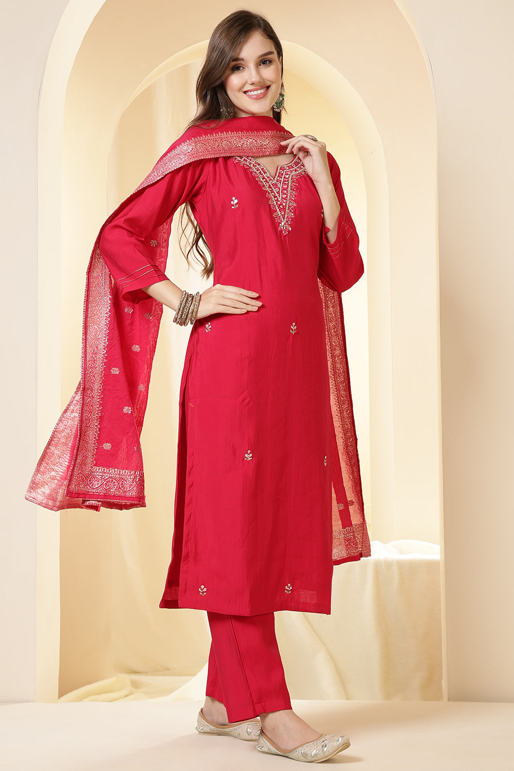 Rani Silk Embroidered Suit Set