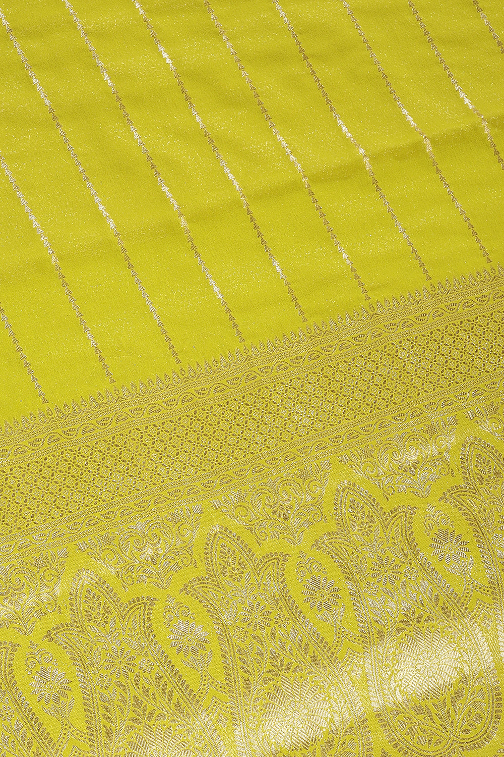 Olive Green Color Georgette Saree with Zari Pinstripes