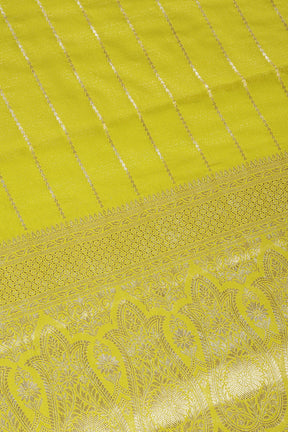 Olive Green Color Georgette Saree with Zari Pinstripes