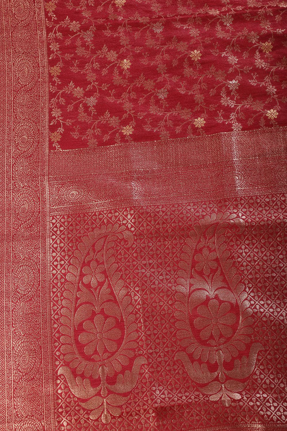 Maroon Floral Zaal Woven Silk Banarasi Saree