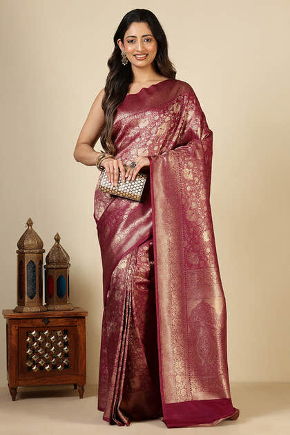 Dark Scarlet South Silk Woven Saree