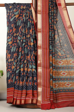 Navy Kalamkari Printed Cotton Saree