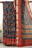Navy Kalamkari Printed Cotton Saree