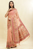 Peach Chanderi Cotton kashida Weaves Saree
