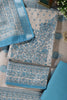 Beige & Blue Floral Printed Unstitched Suit Fabric