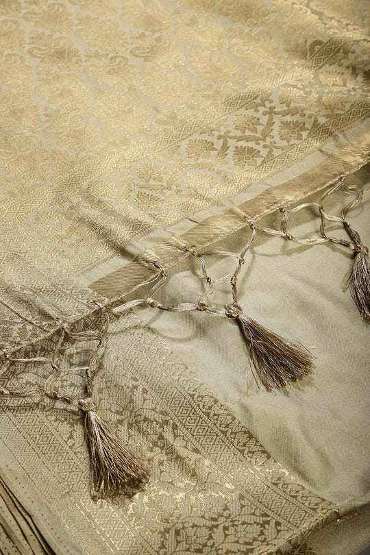 Beige Color Woven Silk Saree