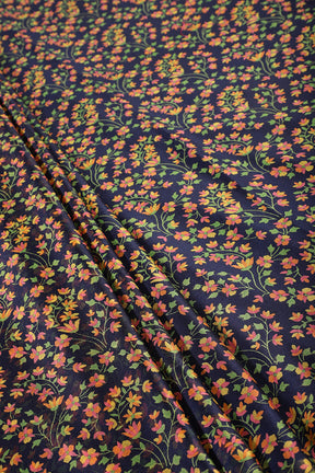 Navy Color Chiffon Floral Zari Border Printed Saree