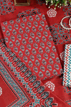 Light Maroon Poplin Cotton Printed Unstitched Suit Material