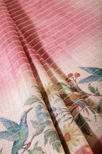 Dusty Pink Tussar Silk Printed Saree