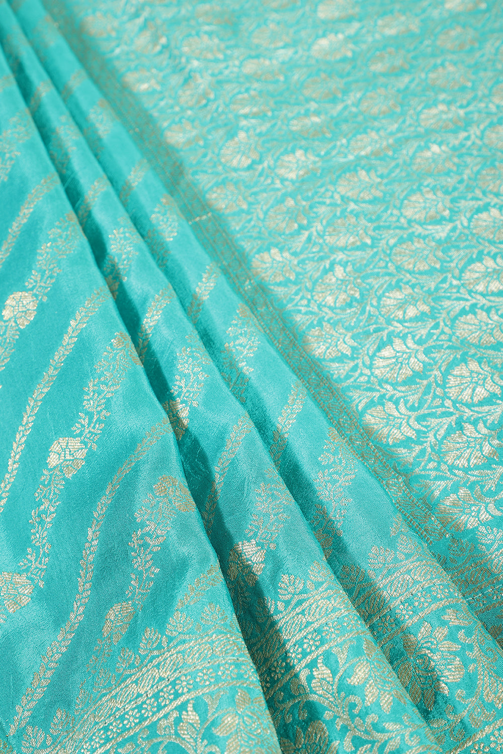 Firozi Color Banarasi Woven Tussar Silk Saree